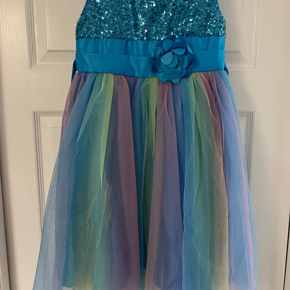Sequin Rainbow Tulle Kids Dress